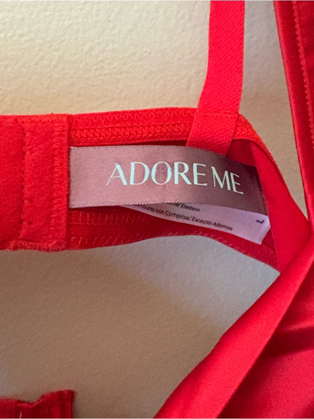 Adore Me Red Satin Bow-Front One-Piece Ivana Playsuit, Size Large - Picture 5 of 6